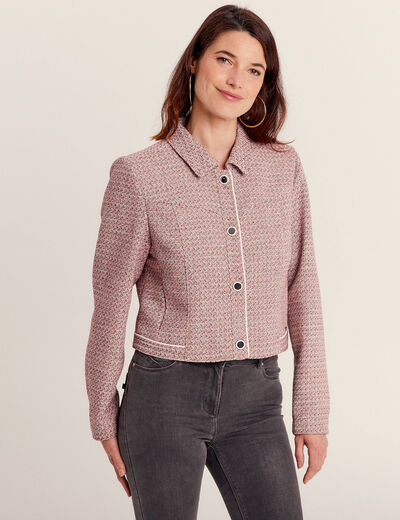 Veste droite boutonnée rose clair femme