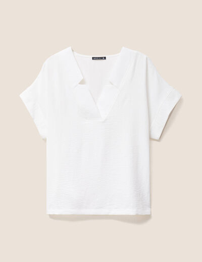 Blouse fluide manches courtes ecru femme