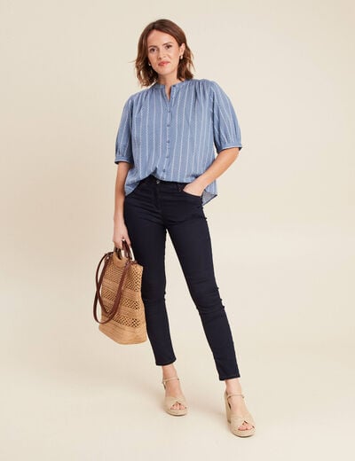 Chemise manches courtes bleu clair femme