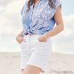 Short droit en jean blanc femme