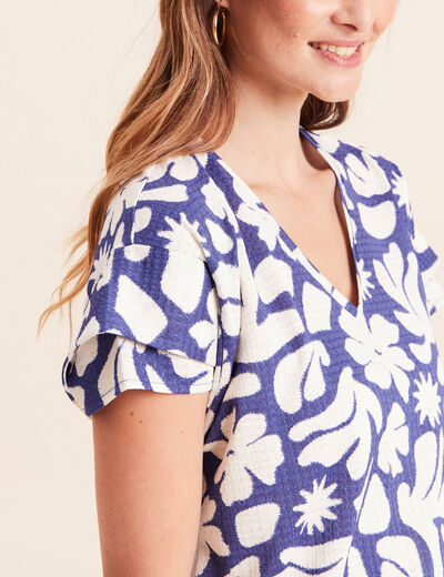 T-shirt manches courtes bleu femme