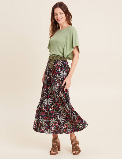 Jupe longue évasée noir femme