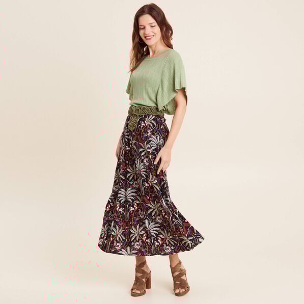 jupe longue evasee noir femme Jupe longue évasée noir femme