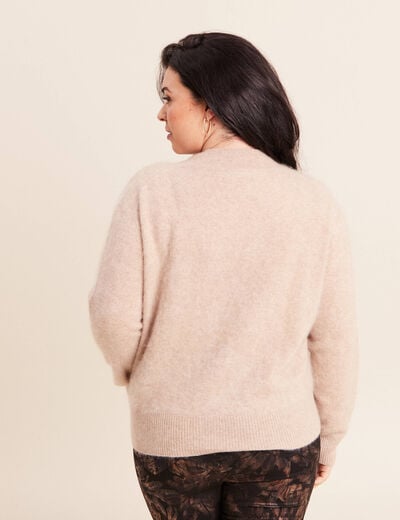 Pull cachemire col montant sable femme