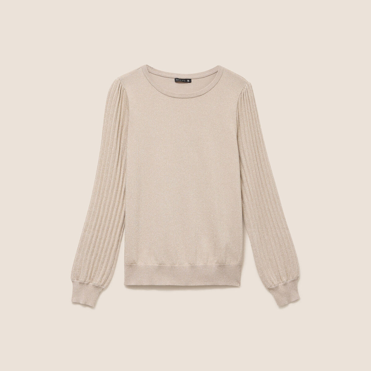 Pull cintr&eacute; col rond manches longues couleur or femme