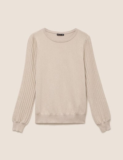 Pull cintr&eacute; col rond manches longues couleur or femme