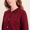 Veste col chemise manches longues bordeaux femme