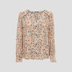 Blouse manches longues orange corail femme