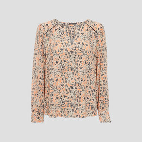 Blouse manches longues orange corail femme