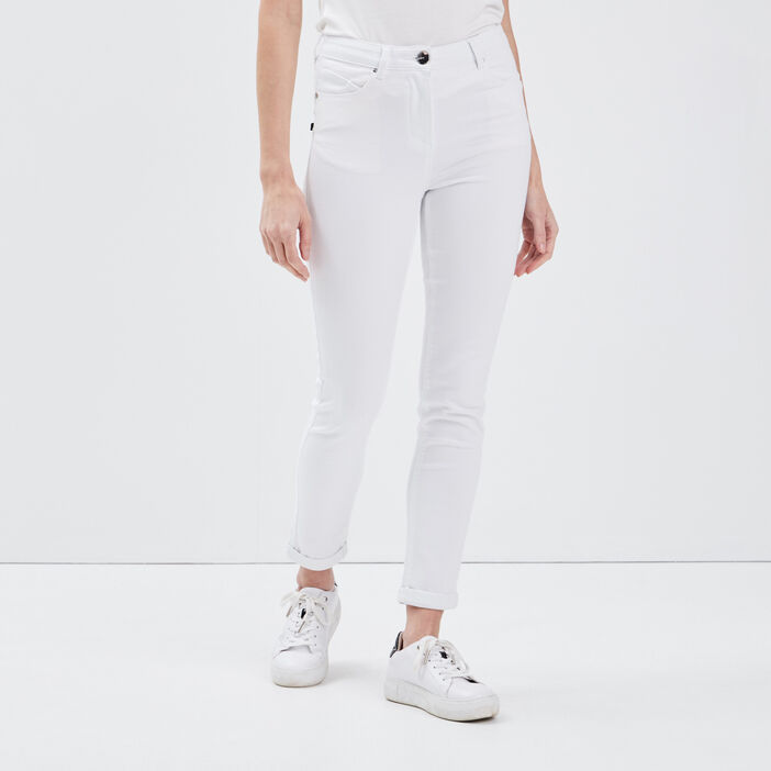 Pantalon ajusté 7/8ème blanc femme