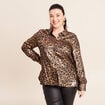 Chemise droite mi-longue brillante noir femme