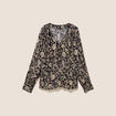 Blouse ample col v manches longues noir femme