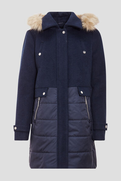 Doudoune longue bleu foncé femme