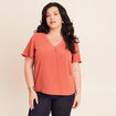 T-shirt bi-mati&egrave;re manches courtes vieux rose femme