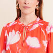Blouse ample en voile manches longues rouge femme