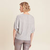 Blouse manches 3/4 pliss&eacute;e gris argent femme