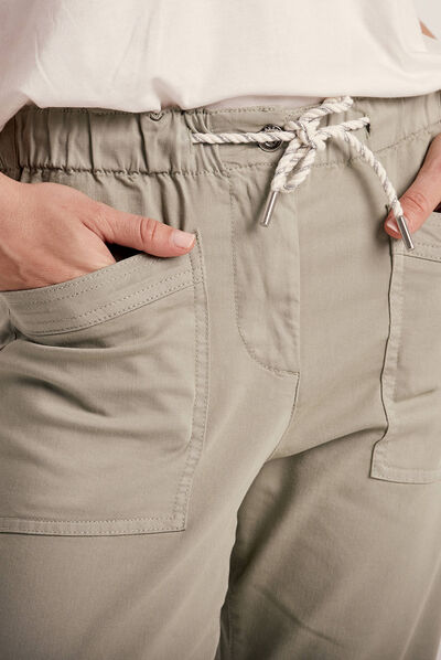 Pantalon flou à coulisse vert clair femme