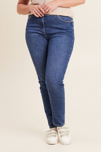 Jean magique ajusté taille standard denim double stone femme