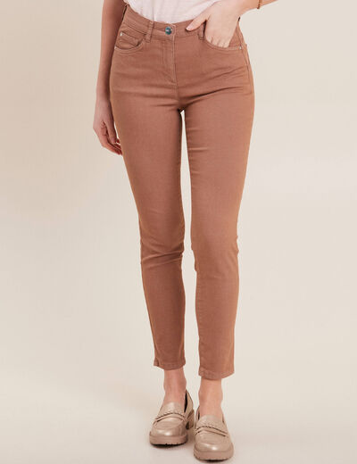 Pantalon léger taille standard 7/8ème marron femme