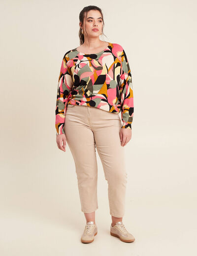 Pull manches longues multicolore femme