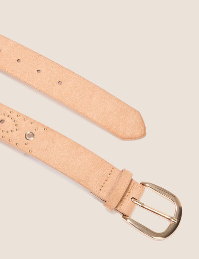 Ceinture clous et oeillets camel femme