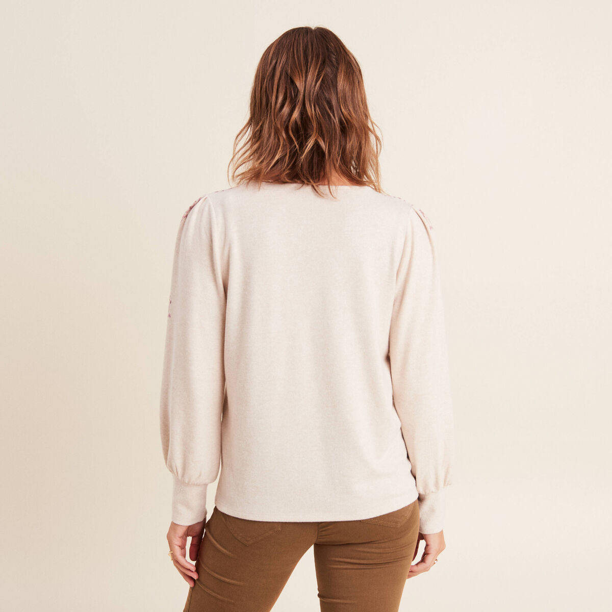 T-shirt manches longues creme femme