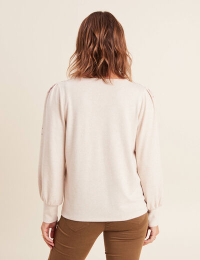 T-shirt manches longues creme femme