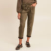 Pantalon coupe mom 7/8&egrave;me vert kaki femme
