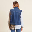 Veste droite sans manches en jean denim stone femme