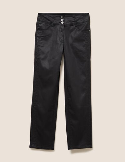 Pantalon enduit noir femme