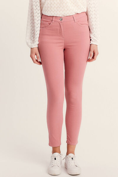 Pantalon léger taille standard 7/8ème rose femme