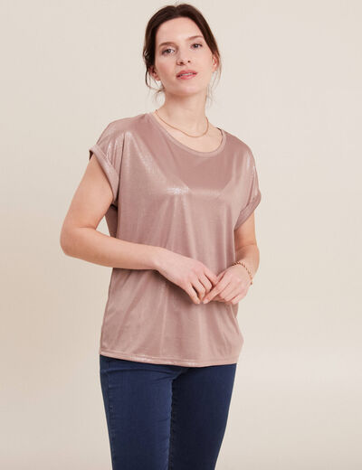 T-shirt manches courtes taupe femme