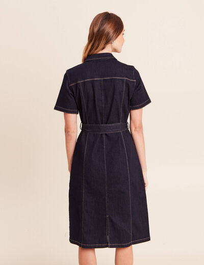Robe jean &eacute;vas&eacute;e col chemise denim brut femme