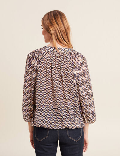 Blouse manches 3/4 bleu femme
