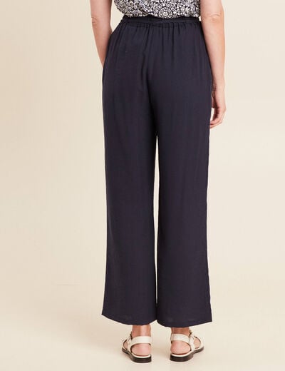 Pantalon large 7/8ème bleu foncé femme