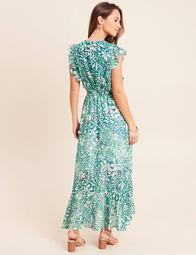 Robe longue portefeuille vert femme