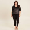 T-shirt manches 3/4 noir femme