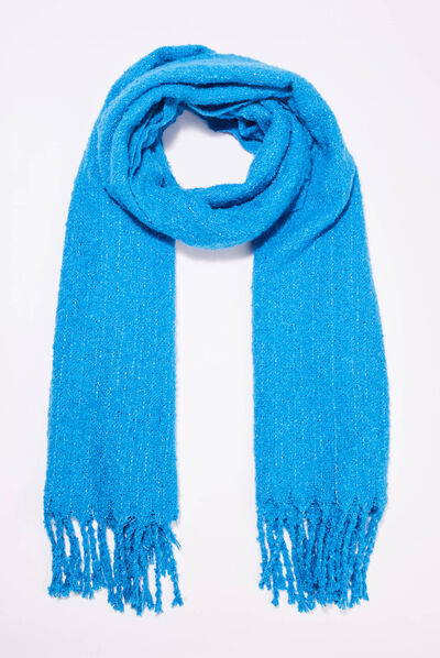 Écharpe à franges bleu femme