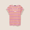 T-shirt droit col v manches courtes orange femme