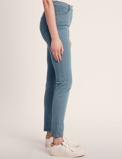 Jean ajusté taille haute denim brut femme