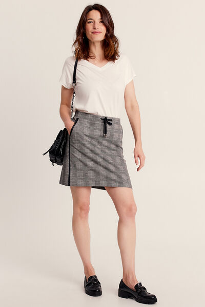 Jupe trapèze taille à coulisse gris femme