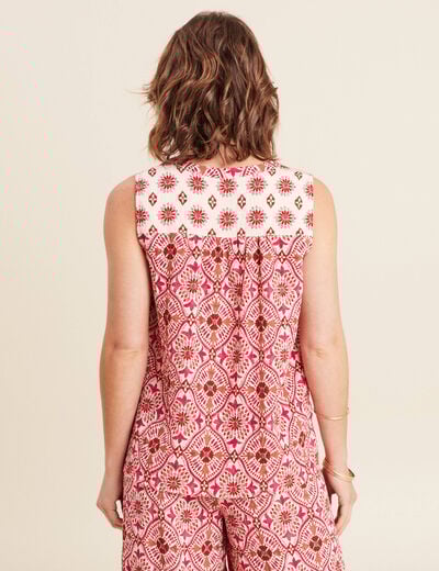 Blouse fluide sans manches rose femme