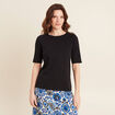 T-shirt manches coude noir femme