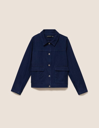 Veste doubl&eacute;e denim stone femme