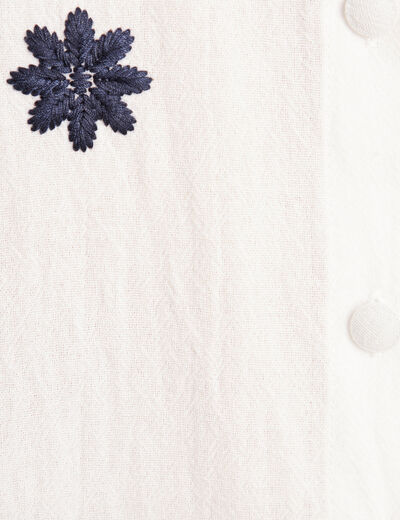chemise en coton brodée manches longues ecru femme