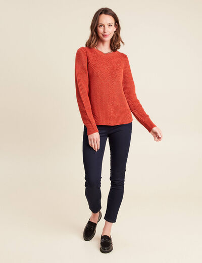Pull manches longues rouge foncé femme