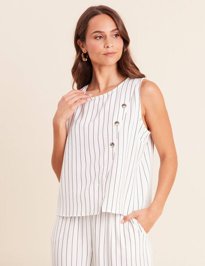 Blouse droite courte sans manches gris fonc&eacute; femme