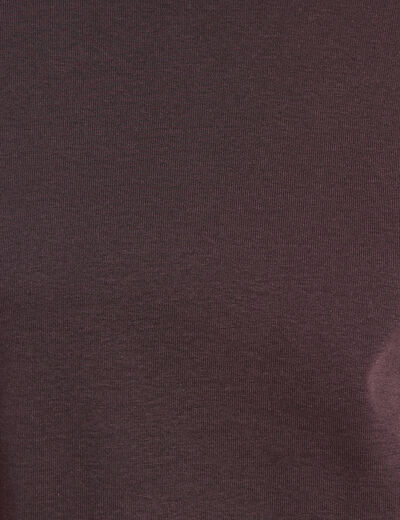 T-shirt ajust&eacute; col rond manches coudes marron fonc&eacute; femme