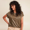 T-shirt manches courtes vert olive femme
