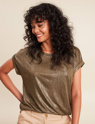T-shirt manches courtes vert olive femme